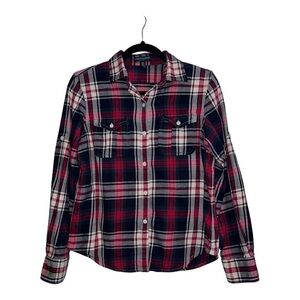 LAUREN JEANS COMPANY Ralph Lauren Plaid Long Rolltab Sleeve Button Shirt Sz PM